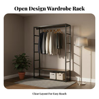 Exposed Concept Unrestricted Standing Closet System Large Capacity Multi-Section Clothing Organizer Space Saving Garment Rack Sturdy Frame for Apartment Dwellers, Homeowners, Families, Bedroom, Dressing Room, Basement