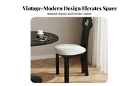 Solid Wood Frame Keyhole Back Dining Chair Unique Design French Retro Makeup Chair Ergonomic Backrest Vanity Stool for Interior Designers, Homeowners, Women, Dressing Room, Bedroom, Home Office