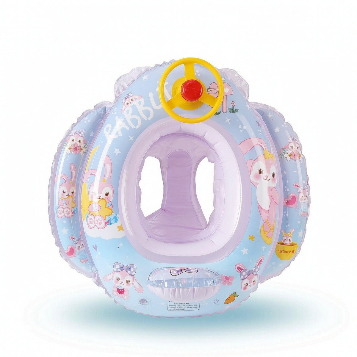 Cartoon-Printed Airplane Pool Inflatable Safe Airplane Inflatable with Seat Comfortable Swim Ring Long-Lasting for Toddlers, Kids, Children, Beach