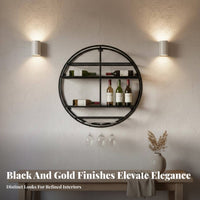 Modern Design Wall Mounted Wine Rack Space Saving Hanging Wine and Glass Rack Long-Lasting Iron Hanging Bar Shelf with Glass Holder Multi-Functional for Restaurant Owners, Homeowners, Adults, Dining Room, Restaurants, Taverns, Kitchen