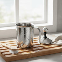 Heat Resistant Latte Art Pitcher Easy to Clean Double Wall Milk Pitcher Sturdy Handle Stainless Steel Frothing Jug Precision Spout for Home Cafe