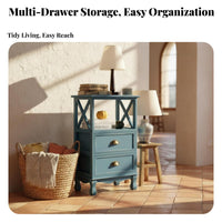 Vintage design 3-Drawer Nightstand Distressed Finish 3-Drawer End Table Sturdy Construction Bedside Cabinet adaptable Design for Apartment Dwellers, Homeowners, Interior Decorators, Guest Room, Small Spaces, Hallway, Office