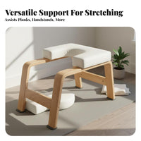 Solid Wood Frame Mind-Body Practice Headstand Bench Multifunctional Mind-Body Practice Inversion Chair Multi-Functional Headstand Bench Padded Cushion for Beginners, Yogis, Home Use, Gym