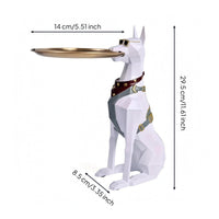 Doberman Tray Holder Faceted Resin Dog Tray Table Decorative Doberman Statue Table