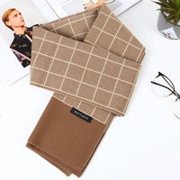 Men's Plaid Wool Scarf Winter Warm Cashmere Feel Shawl