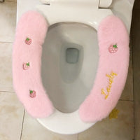 Cartoon Fruit Plush Toilet Seat Cover Warm Washable Universal Toilet Pad