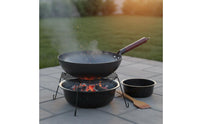 Even Heat Distribution Hand-Hammered Iron Wok Naturally Non-Stick Hand Hammered Carbon Steel Wok Long-Lasting Cookware Multi-Stovetop Compatible for Kitchen