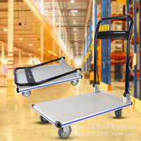Aluminum Alloy Foldable Hand Truck Dolly Cart with 4 Wheels for Moving and Hauling