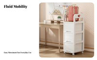 Under-Desk Storage Trolley adaptable 2-Tier Rolling Cart Multifunctional