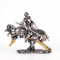 Equestrian Knight Horse Figurine Armored Knight Horse Textured Base Equestrian Sculpture Realistic Details for Home Display