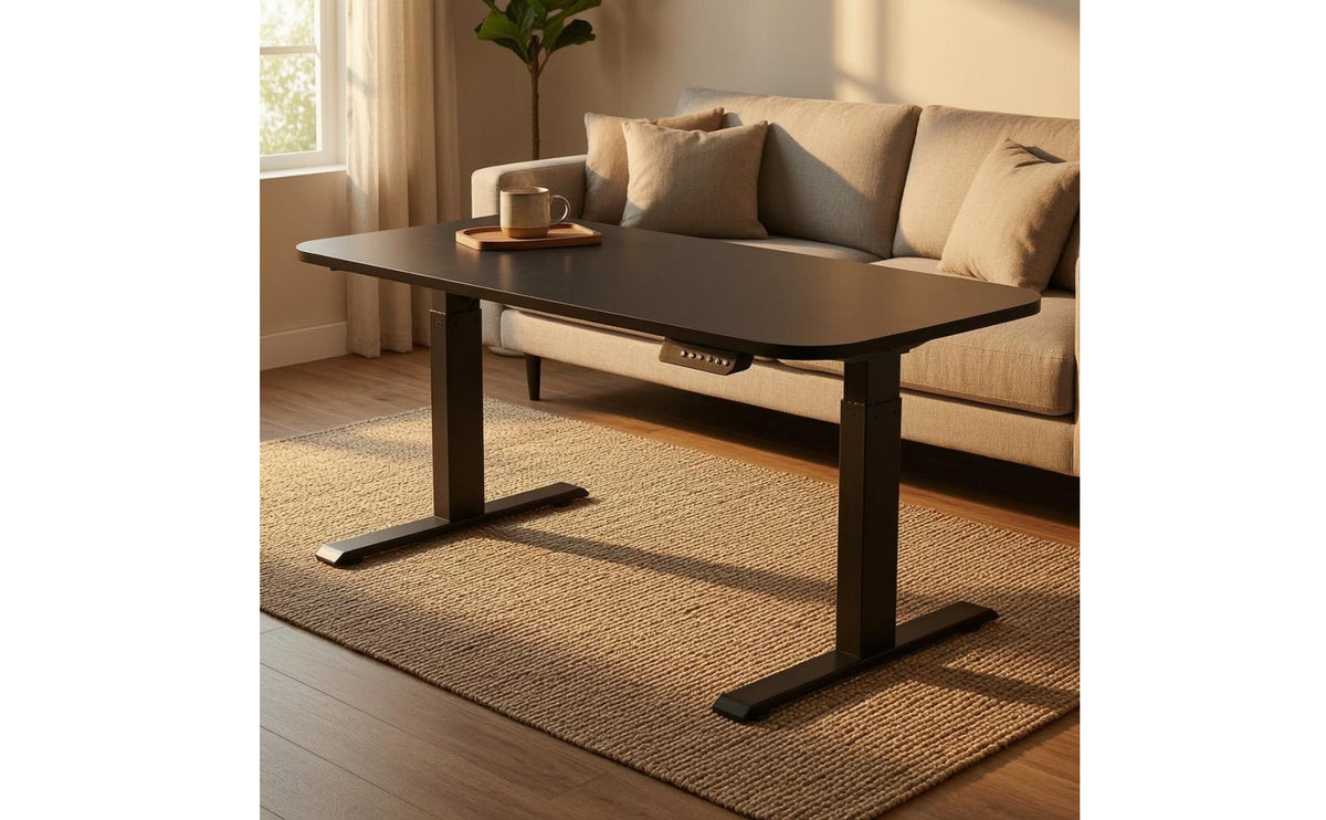 Height Adjustable Table Triangular-Base Feet Electric Standing Desk Control Panel Rectangular Standing Desk for Home
