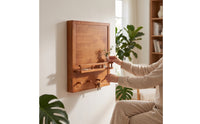 Wooden Power Meter Cabinet Cover with Hooks Space-Saving Power Meter Cabinet Cover with Shelf Vertical for Hallway