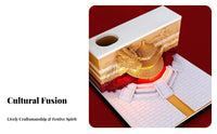 Intricate Cut-out Design Chinese Temple 3D Notepad Unique Gift 2024 Dragon Year Calendar Block Cute Stationery for Students, Workspace, Home