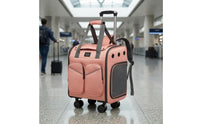 Telescoping Handle Suitcase-Style Pet Carrier Mesh Ventilation Rolling Pet Carrier Wheeled