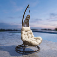 Hanging Basket Chair with Stand Outdoor Egg Chair with Stand Woven Furniture for Adults, Patio, Garden, Balcony
