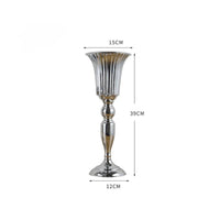 3 Pieces Luxury Design Gold Crystal Vase Ornamental Metal Flower Vase Shiny Finish for Wedding, Hotel, Banquet