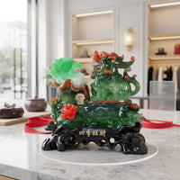 Grand Opening Gift Pixiu Cabbage Statue Auspicious Symbol Feng Shui Prosperity Statue Exquisite Craftsmanship Chinese Good Luck Figurine Collectible for Business Owners, Living Room, Office, Shop, Reception Desk