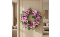 Wreath with Faux Blossoms Multicolor Wreath with Eucalyptus Leaves Full