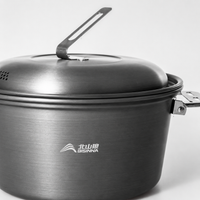 Aluminum Alloy Cookware Set, 57 Pieces, Dark Gray, Camping Pot Set, Includes Storage Bag, Compatible with Gas Stoves
