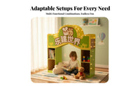 Multi-Functional Design bookcase Cabin Sturdy Construction literacy corner Bench paddinged Seat children's Furniture Anti-Tip Safety Feature for Toddlers, Educators, Parents, Early Education Center, Kindergarten, Playroom, Library