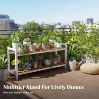 Space-Saving Tiered Planter Stand Strong Load-Bearing Multi-Tier Slatted Rack Stable Construction Plant Holder Large Capacity for Home Decorators, Homeowners, Apartment Dwellers, Balcony, Living Room, Windowsill, Bedroom