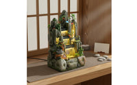 Humidifying Rockery Waterfall Fountain Acts as Humidifier Feng Shui Water Wheel Fountain Natural Landscape Design House Decoration Mini Aquarium for Business Owners, Office, Living Room, Reception Area, Entryway