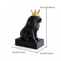 Lion Statue with Crown Ebony Lion Sculpture Tabletop for Homeowners, Art Collectors