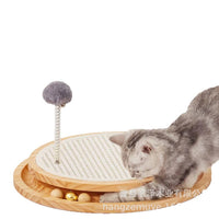 Wooden Cat Scratching Board with Track and Teaser Toy