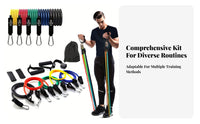 11 Pieces 11 Piece Exercise Band Kit Latex Material Exercise Tube Kit with Handles Portable Stackable Resistance Bands for Men, Women, Travel