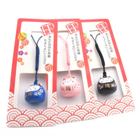 Japanese Lucky Cat Amulet Bell Charm Set for Good Fortune and Blessings