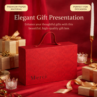 Floral Drawer Gift Boxes for Presents, Retro Red Paper Gift Box with Lids, 27x9x21cm Birthday Girlfriend Company Gift