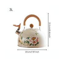 Floral Whistling Tea Kettle Retro Stovetop Whistling Kettle Loud Rust-Resistant for Families
