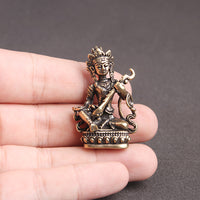Vintage Brass Saraswati Keychain Pendant - Pipa Playing Goddess for Good Fortune