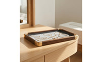 Jewelry Tray with Slots Rectangular Desktop Jewelry Display Lined for Vanity
