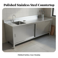 Rust Stainless Steel Kitchen Workstation Easy to Clean Stainless Steel Utility Sink Workbench Heavy Duty Commercial Prep Table with Sink Multi-Functional for Restaurant Owners, Professionals, Workshop, Laundry Room, Basement, Outdoor