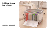 Foldable Trolley Bin With casters Mobile Book Box Large Capacity for Classroom