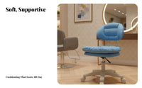 Adjustable Height Low-Back Rolling Stool 360-Degree Swivel Cushioned Low-Back Roller Chair Stable Five-Point Base Commercial Furniture Thick Padded Seat for Nail Technicians, Professionals, Beauty Salon, Barber Shop, Reception Area, Dressing Room