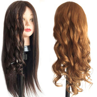 Real Hair Mannequin Head for Styling Practice, Cutting, Braiding, and Perming