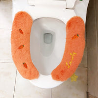 Cartoon Fruit Plush Toilet Seat Cover Warm Washable Universal Toilet Pad