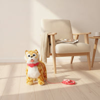 Stuffed Stuffed Cat with Leash Battery-Operated Interactive Stuffed Cat Talking Waggling for Children