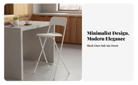 Space-Saving Foldable Bar Stool Portable Folding Stool with Backrest Minimalist Design Collapsible Seat Easy to Clean for Business Owners, Apartment Dwellers, Small Compact Areas, Kitchen, Balcony, Dining Room