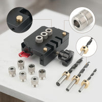 Metal Self-Centering Doweling Jig Kit Clamping Self-Centering Dowel Drill Jig Straight Holes Drilling Guide Set Adjustable for DIYers
