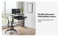 Multi-Functional Standing Laptop Table Multifunctional Adjustable Laptop Desk Modern Design Mobile Computer Cart Easy Assembly for Telecommute Workers, Students, Seniors, Small Areas, Study, Dorm Room, Bedroom