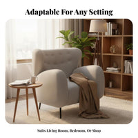 Nordic aesthetic Boucle Upholstered Armchair fashionable Design Accent Chair Soft Texture Home Furniture Curved rear supportrest for Adults, Homeowners, Readers, Living Room, Bedroom, perusing corner