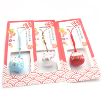 Japanese Lucky Cat Amulet Bell Charm Set for Good Fortune and Blessings