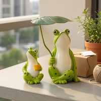 2 Pieces Frog Ornament Resin Frog Figurine Home Decoration Painted Gift