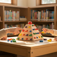 Child-Centered Color Shape Matching Toy Early Education Pyramid Shape Sorting Puzzle Wooden Pyramid Game for Young Children, Infants, Kindergarten