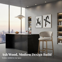 High Stool with Backrest Italian design Bar Chair Modern Minimalist Design Upholstered Seat for Homeowners, Restaurant