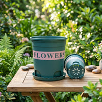 Tree Planters and Flower Planters Outdoor, Heavy Duty Green Plant Pot with Optional Saucer, Round Tapered Pot for Garden Trees and Plants