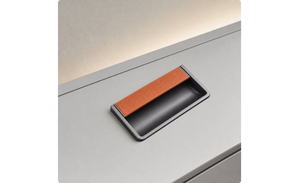 Recessed Pull with Leather Grip Concealed Recessed Pull Handle Embedded Flush Handle for Closets